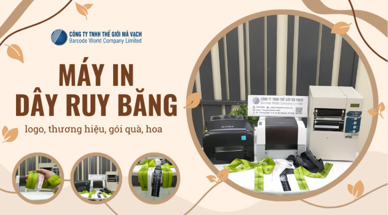 Máy in dây ruy băng logo, thương hiệu, gói quà, hoa