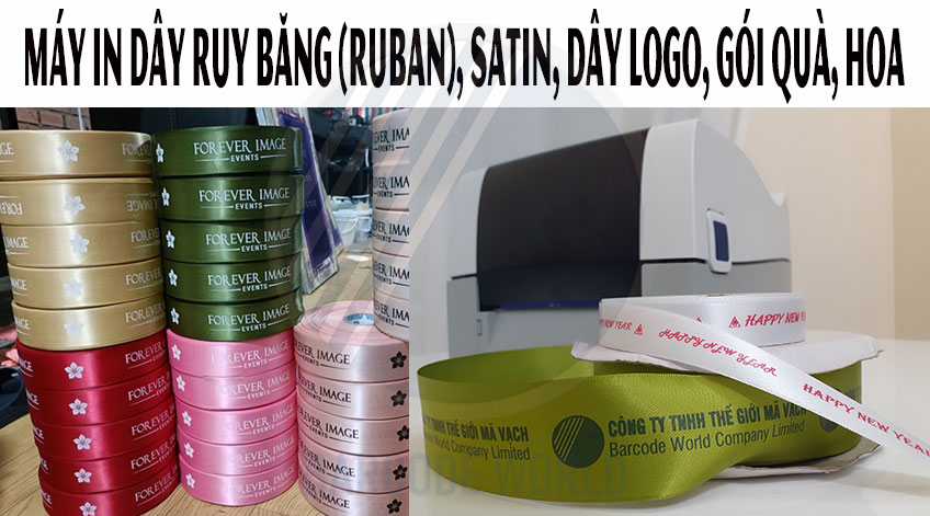 Máy in dây ruy băng Ruban, Satin, dây logo gói quà - Thế Giới Mã Vạch