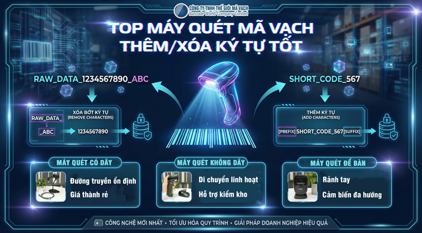 Top 10 máy quét mã vạch thêm, xóa bớt ký tự