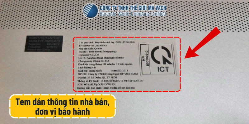 Tem dán thông tin nhà bán, công ty bảo hành