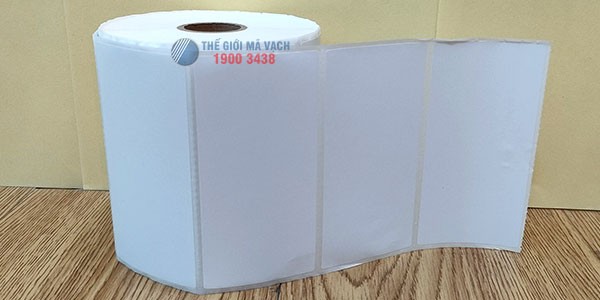 Decal giấy in mã vạch 100x50mm loại 1 tem 1 hàng có thể kết hợp cùng mực wax hoặc wax resin