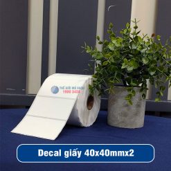 Decal giấy in mã vạch 40x40mm loại 2 tem 1 hàng giá tốt