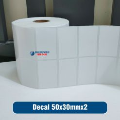 Decal giấy in mã vạch 50x30mm loại 2 tem 1 hàng giá tốt