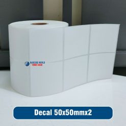 Decal giấy in mã vạch 50x50mm loại 2 tem 1 hàng giá tốt