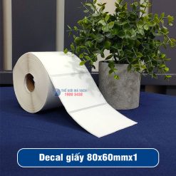 Decal giấy in mã vạch 80x60mm loại 1 tem 1 hàng giá tốt