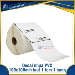 Decal nhựa PVC 100x100mm loại 1 tem 1 hàng
