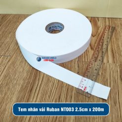 Tem nhãn vải Ruban NT003 2.5cm (25mm) cuộn 200m giá tốt