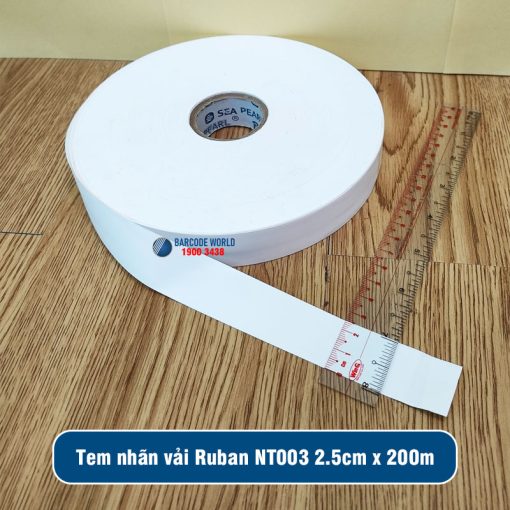 Tem nhãn vải Ruban NT003 2.5cm (25mm) cuộn 200m giá tốt