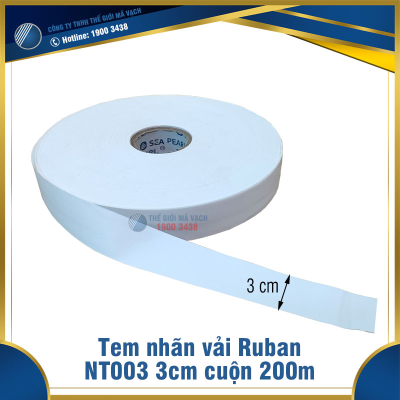 Tem nhãn vải Ruban NT003 3cm (30mm) cuộn 200m