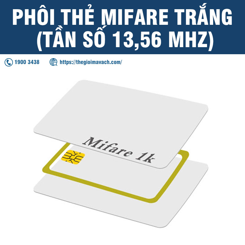 Phôi thẻ Mifare trắng (tần số 13,56 MHz)