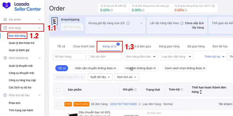 Hướng dẫn in tem vận chuyển Lazada (Bước 1)