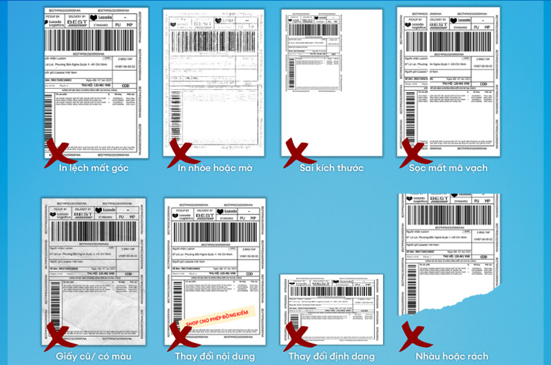 Lỗi in tem vận chuyển Lazada