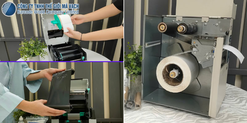 Các trục và giá đỡ giấy, mực in bên trong thân máy
