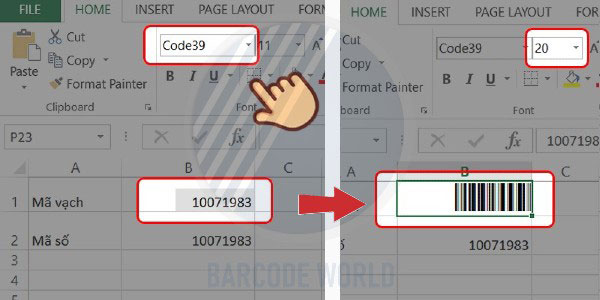 Cách tạo barcode (tạo mã vạch) bằng Excel
