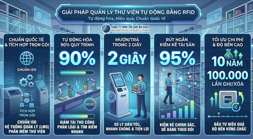 Giải pháp quản lý thư viện tự động bằng RFID trọn gói