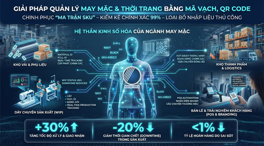 Quản lý May mặc & Thời trang bằng Mã vạch, QR Code
