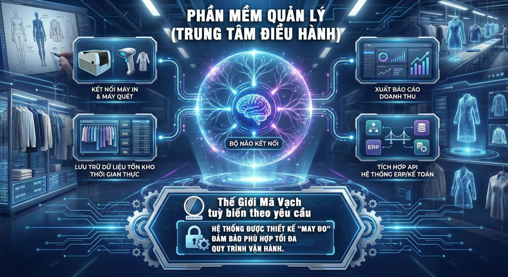 Phần mềm là "bộ não" trong quản lý may mặc thời trang bằng mã vạch Phần mềm là "bộ não" trong quản lý may mặc thời trang bằng mã vạch