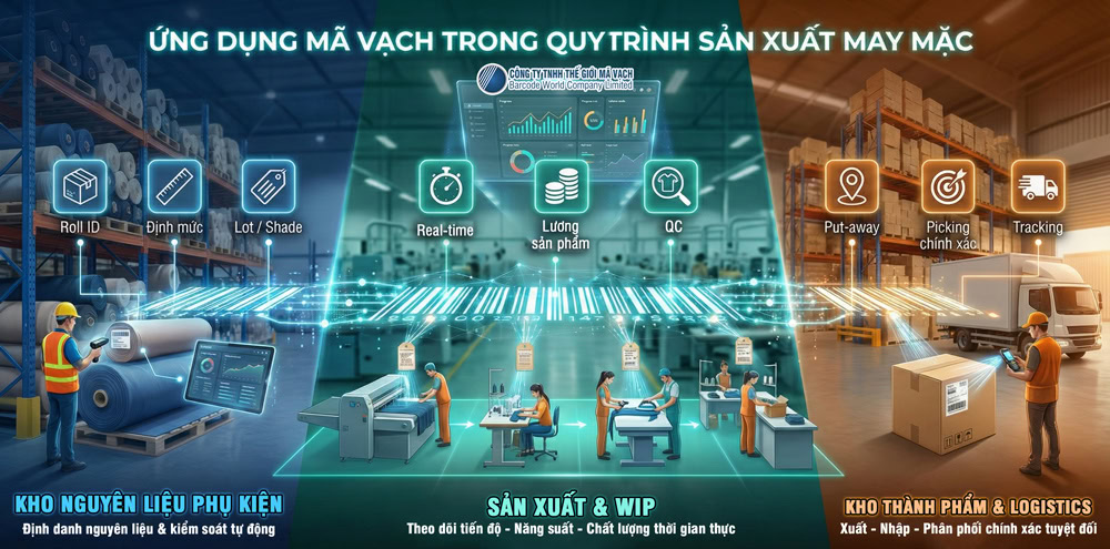 Ứng dụng mã vạch trong quy trình sản xuất (nhà máy, công xưởng) Ứng dụng mã vạch trong quy trình sản xuất (nhà máy, công xưởng)