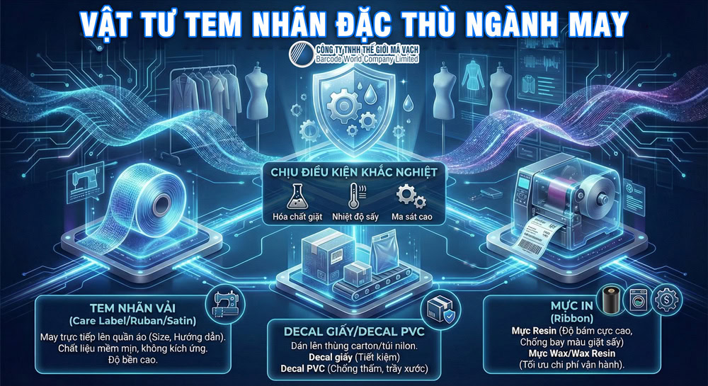 Vật tư tem nhãn đặc thù ngành may Vật tư tem nhãn đặc thù ngành may