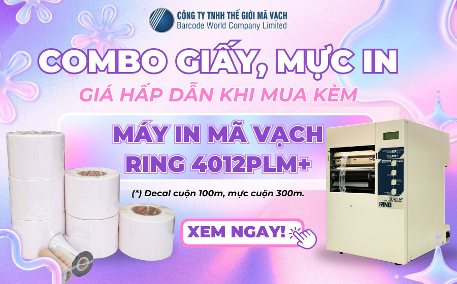 [Popup] Combo Giấy, Mực in giá hấp dẫn khi mua kèm máy in mã vạch RING 4012PLM+