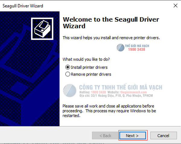 Tích vào “Install printer drivers”