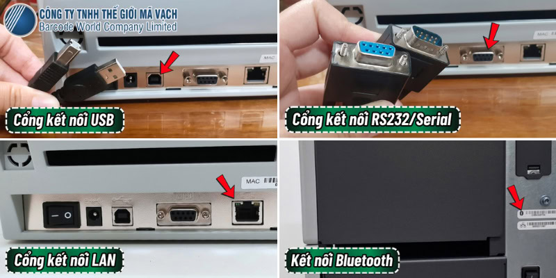 Cổng kết nối của máy in mã vạch đa dạng