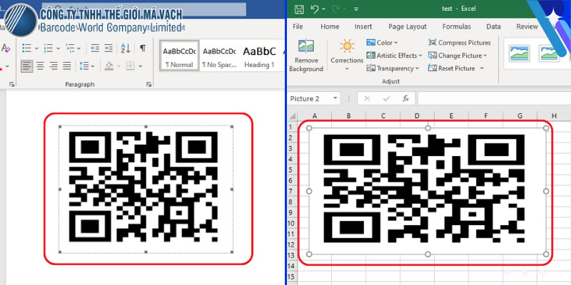 Mã vạch chỉnh bằng Word, Excel bị sai tỷ lệ khung hình