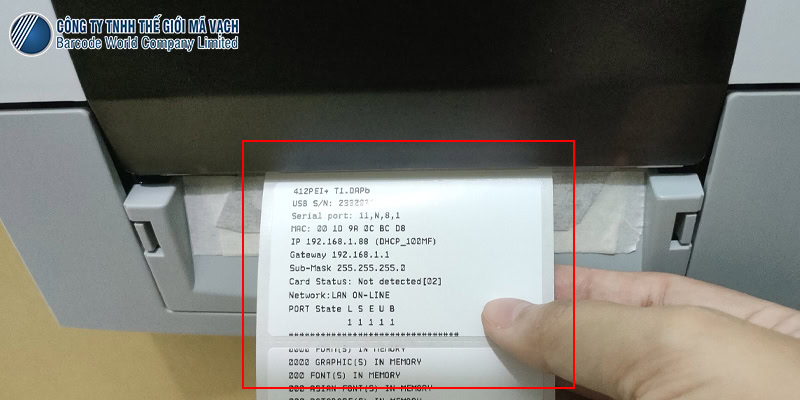 Hình ảnh tem in ra khi Self Test thành công