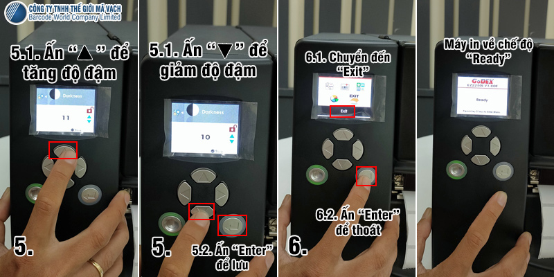 Thao tác điều chỉnh nhiệt độ đầu in trên máy in mã vạch công nghiệp GoDEX (2)