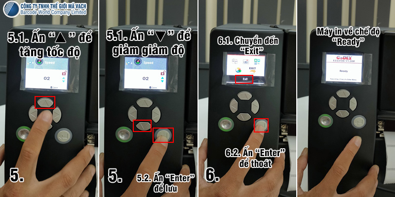 Thao tác điều chỉnh tốc độ in trực tiếp trên máy in mã vạch công nghiệp GoDEX (2)