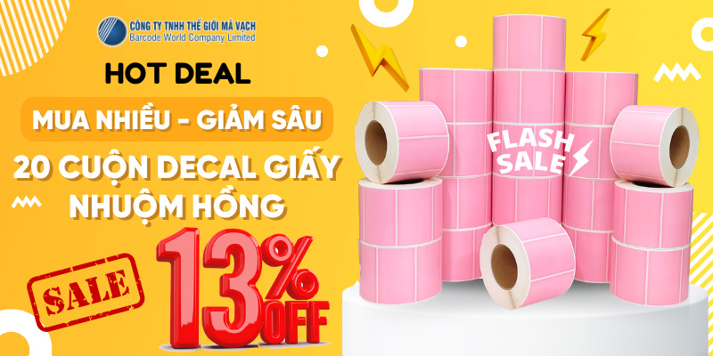 Mua 20 cuộn decal giấy màu hồng 100x65mm giảm giá 13%