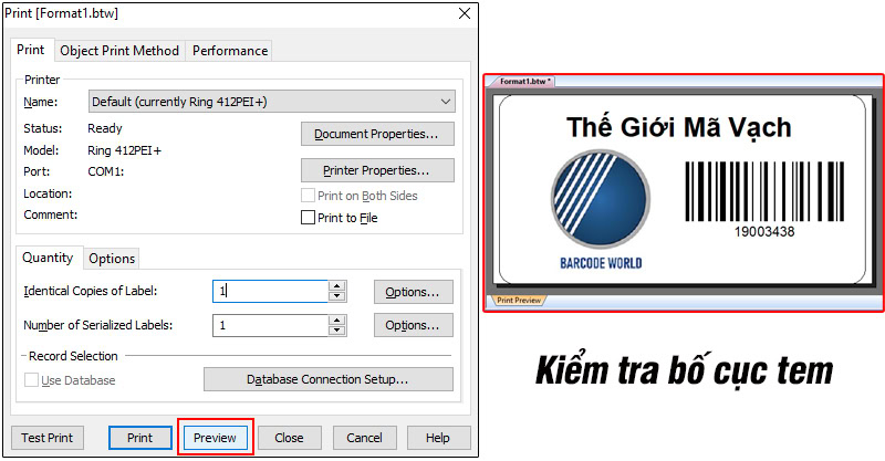 Kiểm tra bố cục tem trước khi in