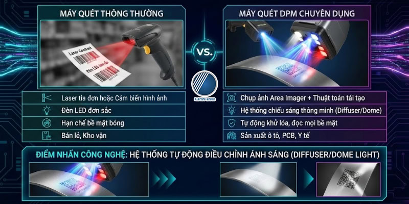 Máy quét mã vạch DPM khác máy quét thường Máy quét mã vạch DPM khác máy quét thường
