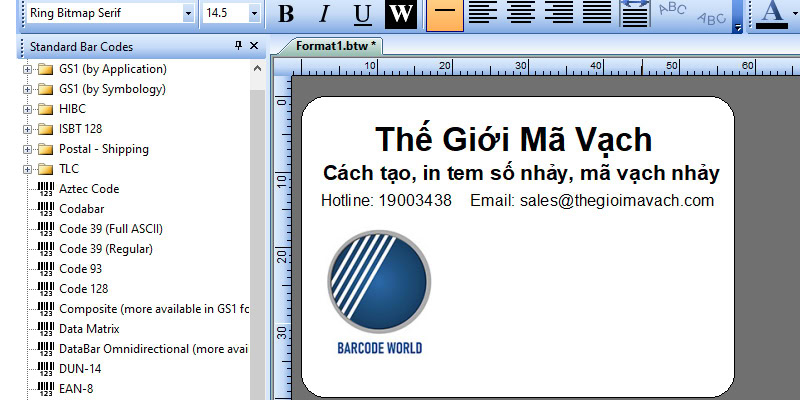 Thêm các nội dung cố định vào thiết kế tem