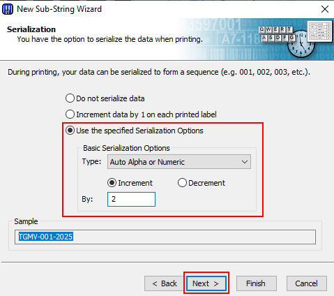 Thiết lập số nhảy cho dữ liệu thêm tiền tố, hậu tố