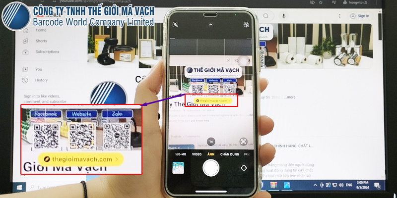 Quét mã QR code qua Camera điện thoại Iphone