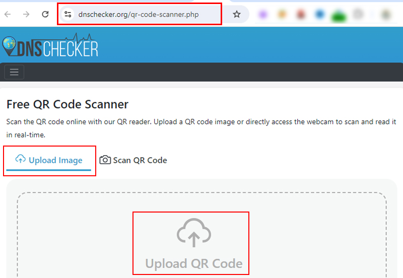 Quét mã QR code trực tuyến với DNS Checker