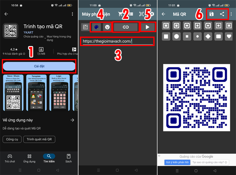 Dùng app Trình tạo mã QR