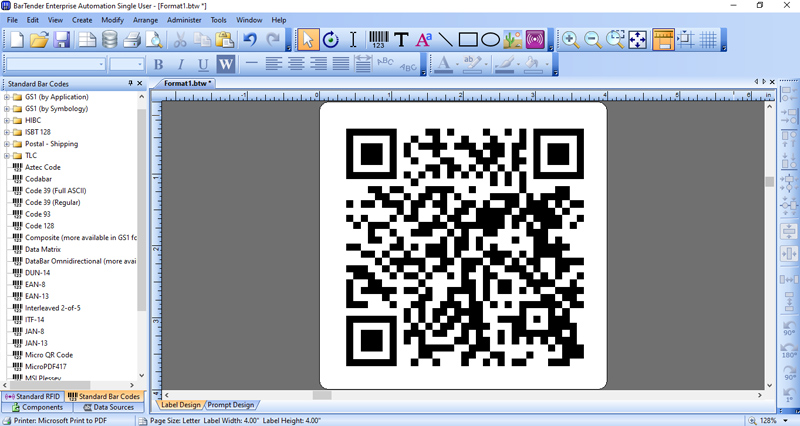 Sử dụng phần mềm thiết kế tem nhãn Bartender để tạo QR code