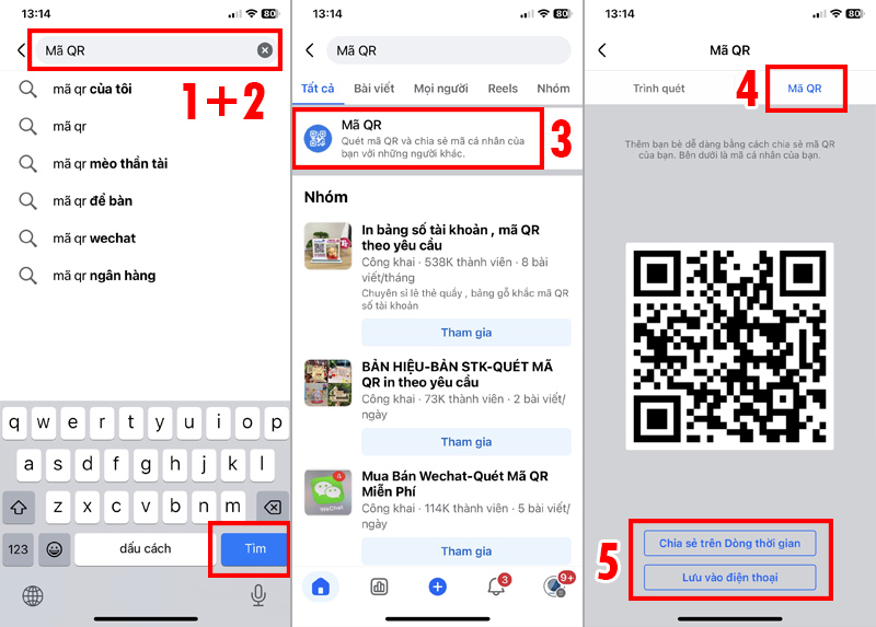 Tạo mã QR code thông qua Facebook