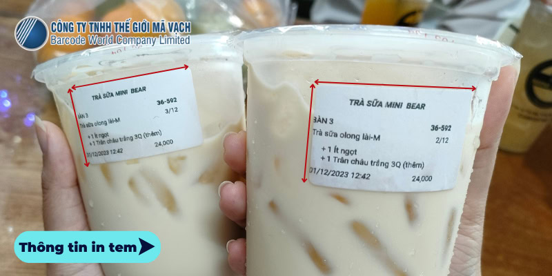 Kích thước giấy in tem trà sữa đa dạng