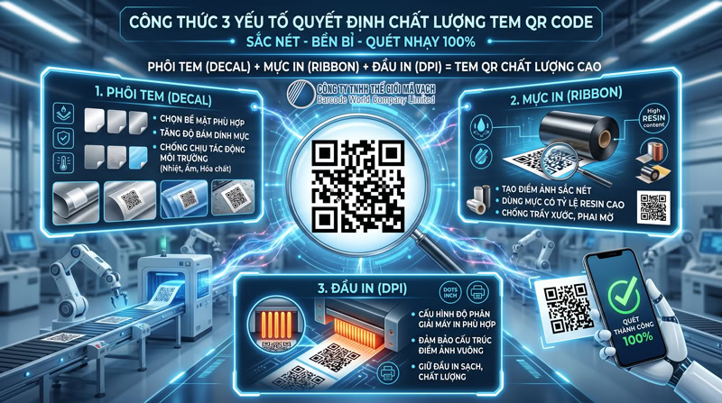 Nguyên tắc in tem QR code sắc nét, độ bền cao và quét nhạy Nguyên tắc in tem QR code sắc nét, độ bền cao và quét nhạy