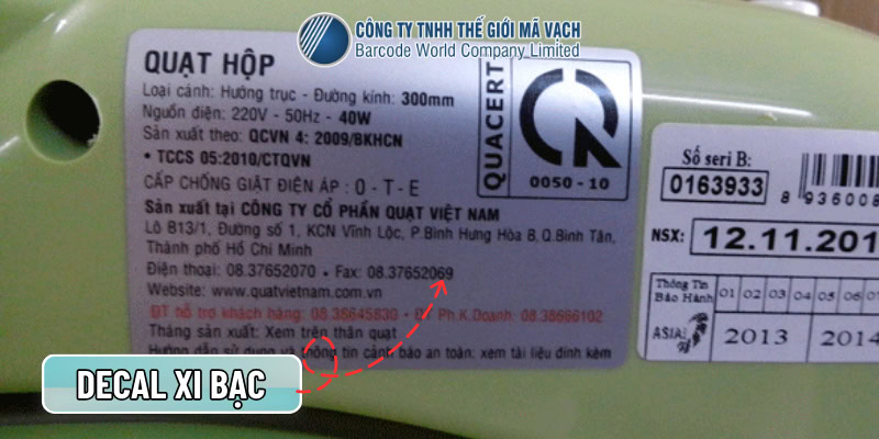 Tem nhãn phụ với chất liệu decal xi bạc