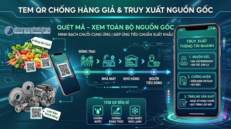 Tem QR truy xuất nguồn gốc sản phẩm nông sản và thực phẩm Tem QR truy xuất nguồn gốc sản phẩm nông sản và thực phẩm