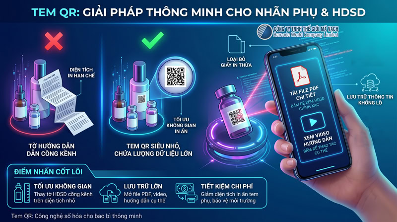 Tem QR làm tem nhãn phụ và hướng dẫn sử dụng Tem QR làm tem nhãn phụ và hướng dẫn sử dụng