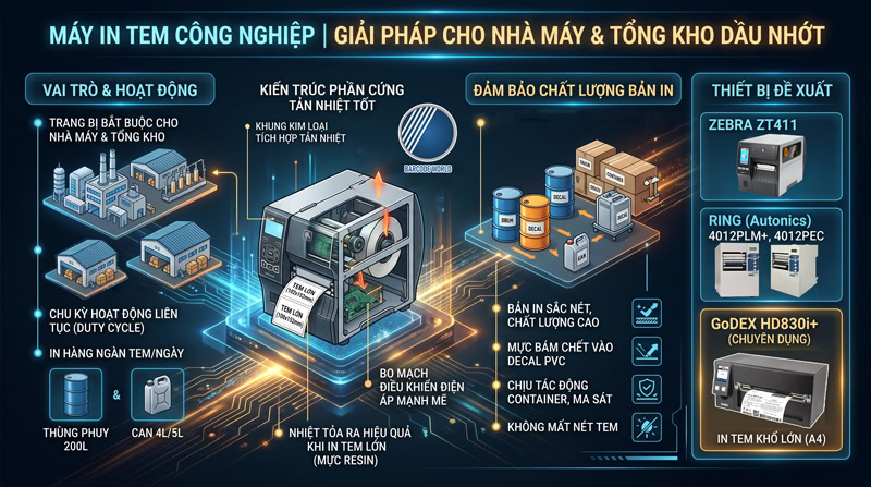 Chọn máy in nhãn dán dầu nhớt công nghiệp cho nhà máy Chọn máy in nhãn dán dầu nhớt công nghiệp cho nhà máy