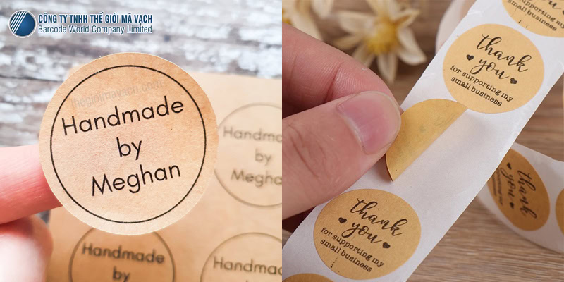 Decal giấy kraft in tem dán hàng handmade