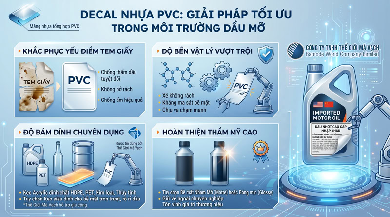 Decal nhựa PVC tối ưu trong môi trường dầu nhớt Decal nhựa PVC tối ưu trong môi trường dầu nhớt