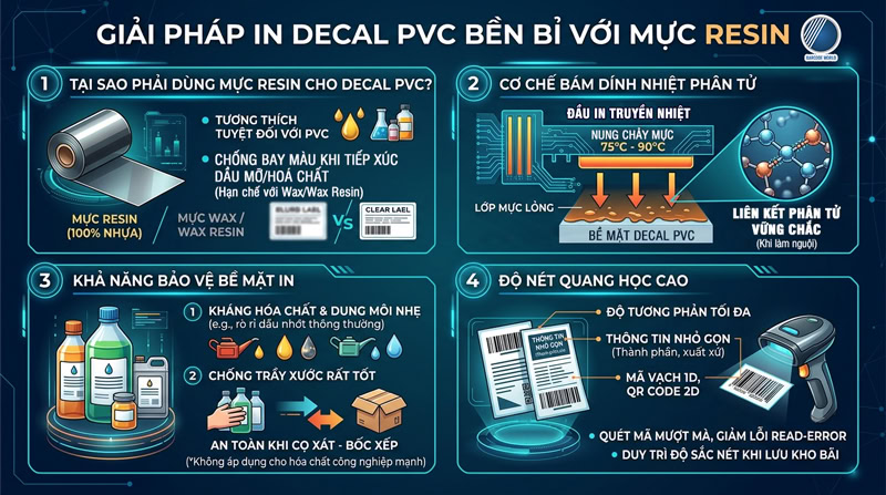 In tem nhãn dán dầu nhớt bền với mực in resin In tem nhãn dán dầu nhớt bền với mực in resin