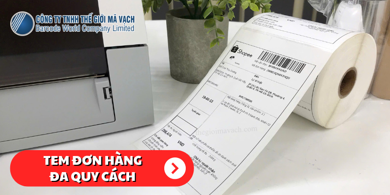 Kích thước tem đơn hàng Shopee, Lazada, Tiki đa dạng